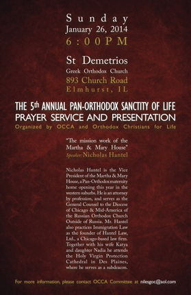 Chicago's 5th annual Sanctity of Life service, presentation Sunday, January 26