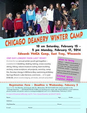 Chicago Deanery Winter Camp to be held February 15-17