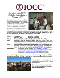 IOCC seeks volunteers for Orthodox Action Team in Waseca MN December 2 3