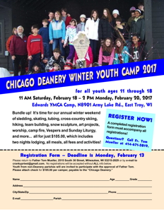 >Chicago Deanery Winter Camp to be held in East Troy WI February 18 20