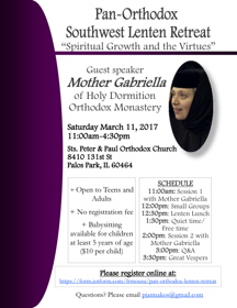 Mother Gabriella to speak at Chicago area Pan Orthodox Lenten Retreat March 11