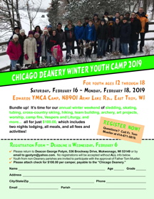 Register now for Chicago Deanery Winter Camp in East Troy WI February 16 to 18
