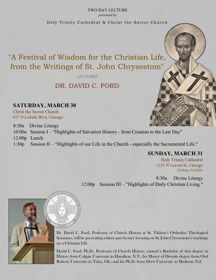 Chicago parishes to host lectures by Dr David Ford March 30 to 31