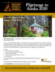 Midwest Diocese to sponsor Pilgrimage to Alaska August 19 to 25 2020