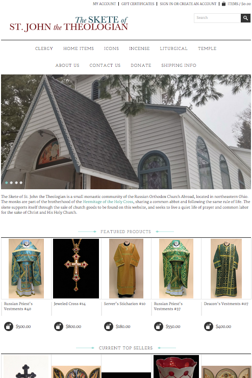 Hiram OH's St. John Skete initiates on-line web store