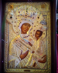 Reproduction of Tikhvin Icon enshrined in Chicagos historic Holy Trinity Cathedral